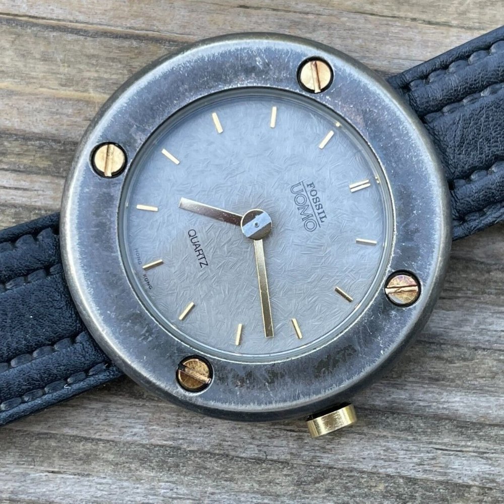 Fossil Men Wrist Watch Analog Black Leather Band Vintage Watch - Picture 1 of 10